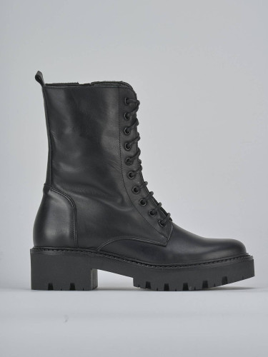 Combat boots heel 3 cm black leather