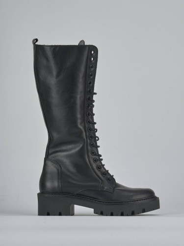 Combat boots heel 3 cm black leather