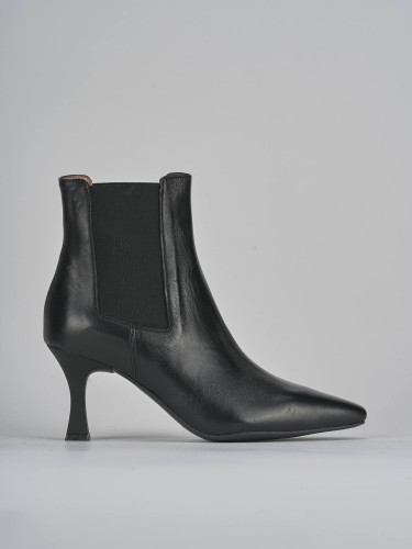 Botines de tacón alto tacón 7 cm negro cuero