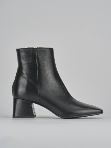 Botines de tacón alto tacón 6 cm negro cuero