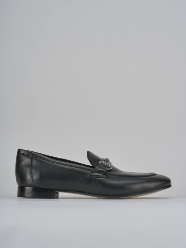 Mocasines tacón 1 cm negro cuero