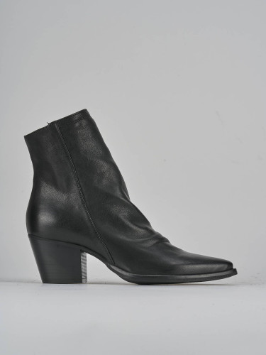 Botines de tacón alto tacón 7 cm negro cuero