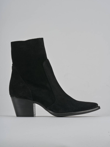 Botines de tacón alto tacón 7 cm negro ante