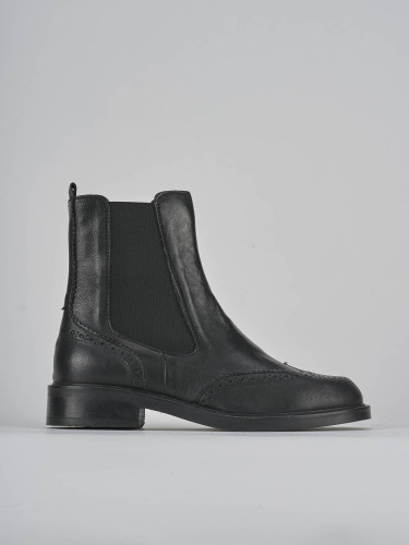 Botines de tacón bajo tacón 2 cm negro cuero