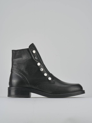 Combat boots heel 2 cm black leather