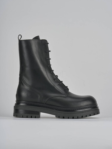 Combat boots heel 3 cm black leather