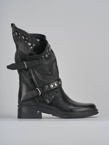 Low heel ankle boots heel 3 cm black leather