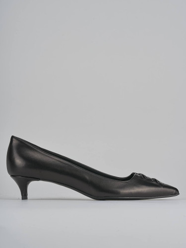 Zapatos de salón tacón 3 cm negro cuero