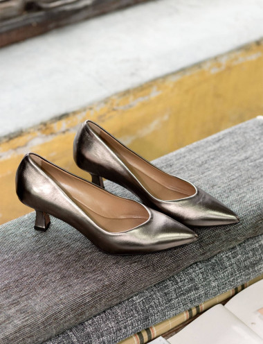 Décolleté tacco 5cm laminato oro