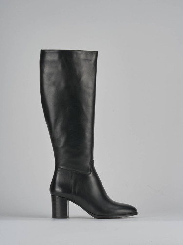 Botas de tacón alto tacón 6 cm negro cuero