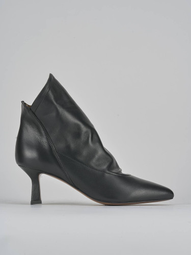 Botines de tacón alto tacón 5 cm negro cuero