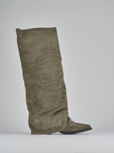 High heel boots heel 7 cm grey suede