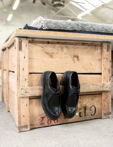 Zapatos de cordones negro cuero