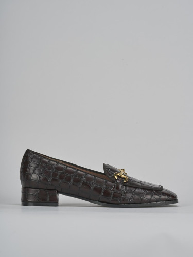 Mocasines tacón 3 cm marrón oscuro efecto coco