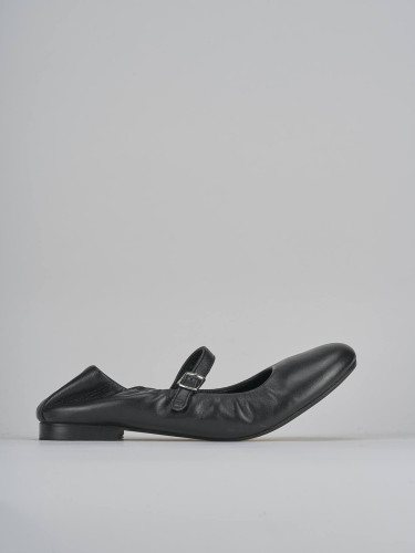 Flat shoes heel 1 cm black leather