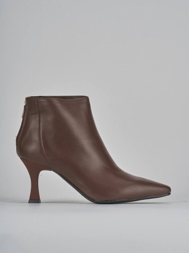 Botines de tacón alto tacón 7 cm marrón cuero