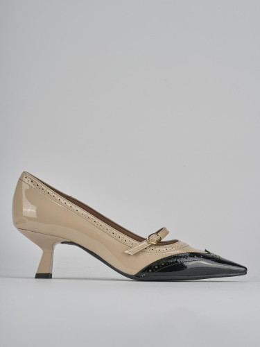 Décolleté tacco 6cm vernice beige