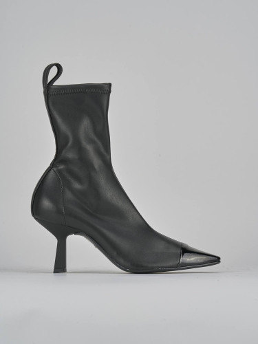 Botines de tacón alto tacón 8 cm negro cuero