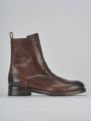 Low heel ankle boots heel 2 cm brown leather