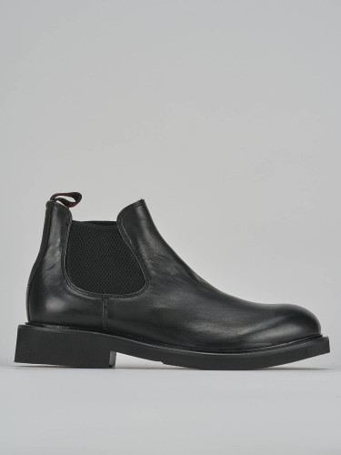 Botines de tacón bajo tacón 2 cm negro cuero