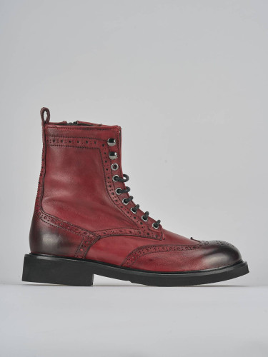 Combat boots heel 2 cm bordeaux leather
