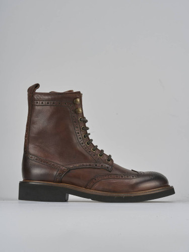 Combat boots heel 2 cm brown leather