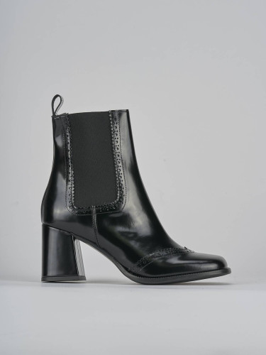 Botines de tacón alto tacón 8 cm negro cuero
