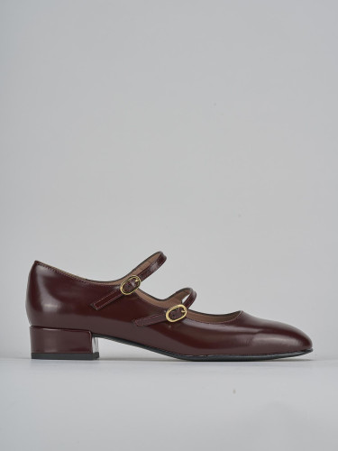 Zapatos de salón tacón 3 cm burdeos cuero