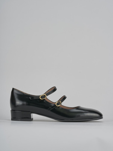 Zapatos de salón tacón 3 cm negro cuero