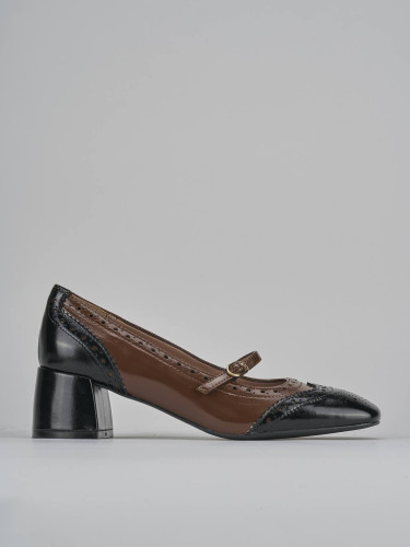 Zapatos de salón tacón 5 cm marrón oscuro charol