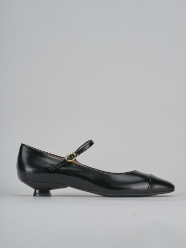 Bailarinas tacón 3 cm negro cuero