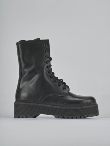 Botas militares tacón 4 cm negro cuero