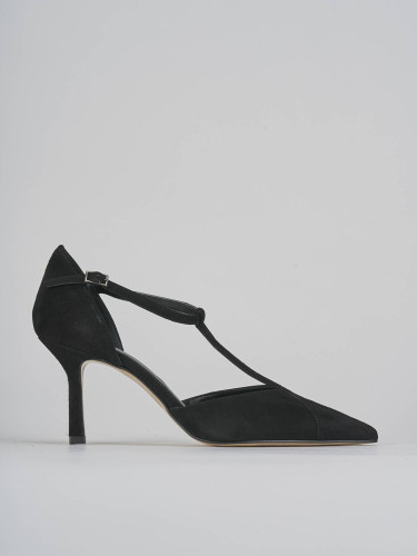 Zapatos de salón tacón 8 cm negro ante