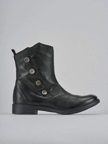 Botines de tacón bajo tacón 2 cm negro cuero