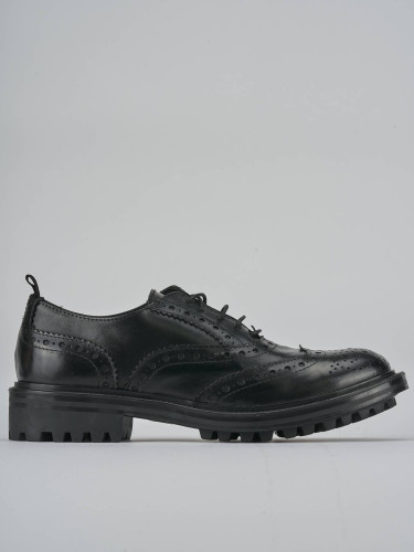 Zapatos de cordones tacón 2 cm negro cuero