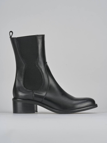 Botines de tacón alto tacón 5 cm negro cuero