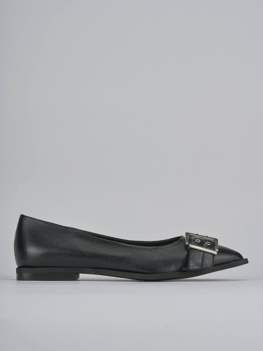 Flat shoes heel 1 cm black leather