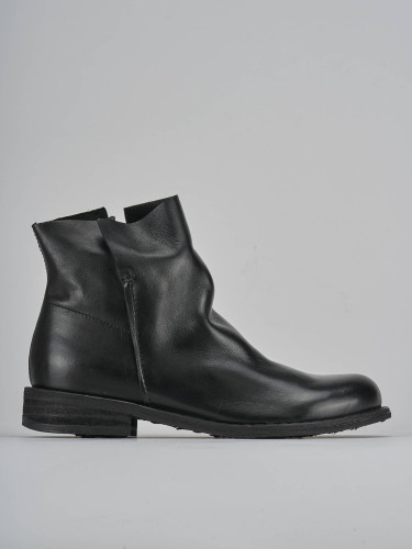 Botines de tacón bajo tacón 2 cm negro cuero