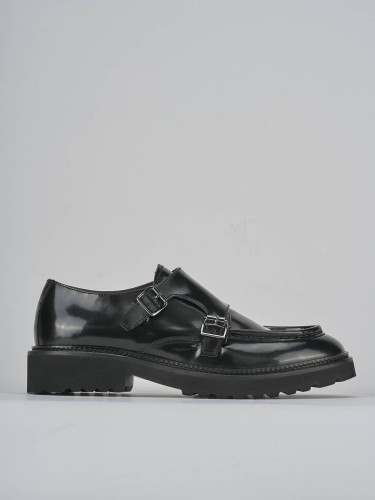 Zapatos de cordones tacón 3 cm negro cuero