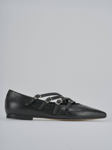 Bailarinas tacón 1 cm negro cuero