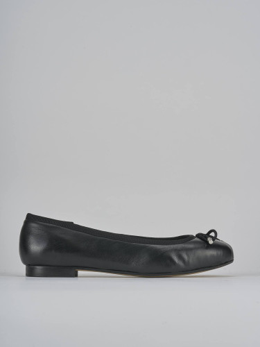 Flat shoes heel 1 cm black leather