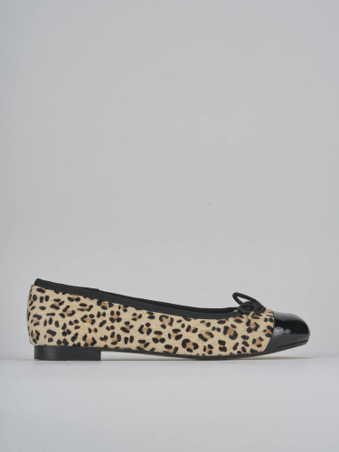 Bailarinas tacón 1 cm multicolor cuero de vaca con pelo