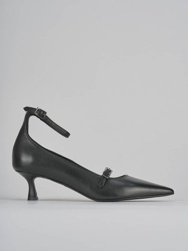 Zapatos de salón tacón 3 cm negro cuero