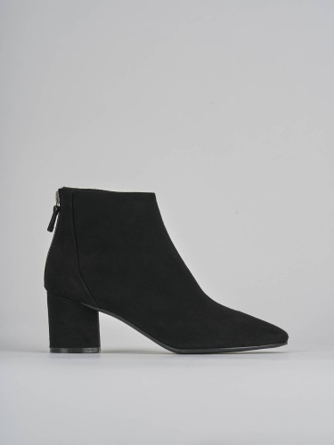 Botines de tacón alto tacón 5 cm negro ante