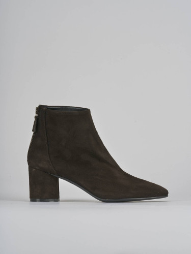 Botines de tacón alto tacón 5 cm marrón oscuro ante