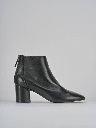 Botines de tacón alto tacón 5 cm negro cuero