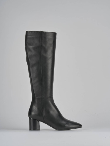 High heel boots heel 5 cm black leather