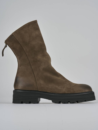 Botines de tacón bajo tacón 2 cm marrón oscuro nobuk