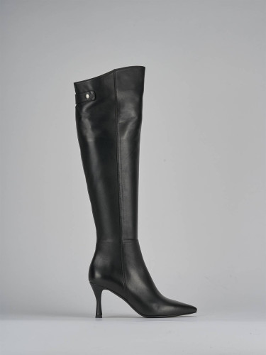 High heel boots heel 5 cm black leather