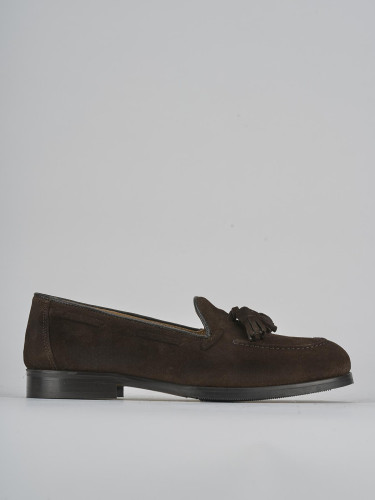 Mocasines tacón 1 cm marrón oscuro ante